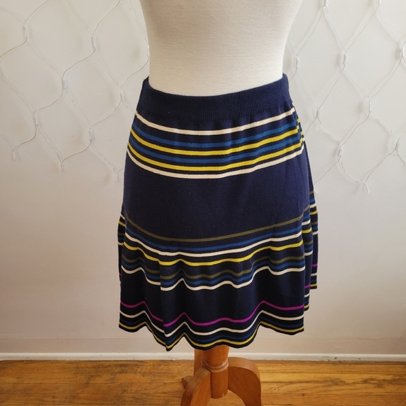 Rachel Roy Striped Knit Mini Skirt / Navy + Stripes / Size Medium - Picture 3 of 5